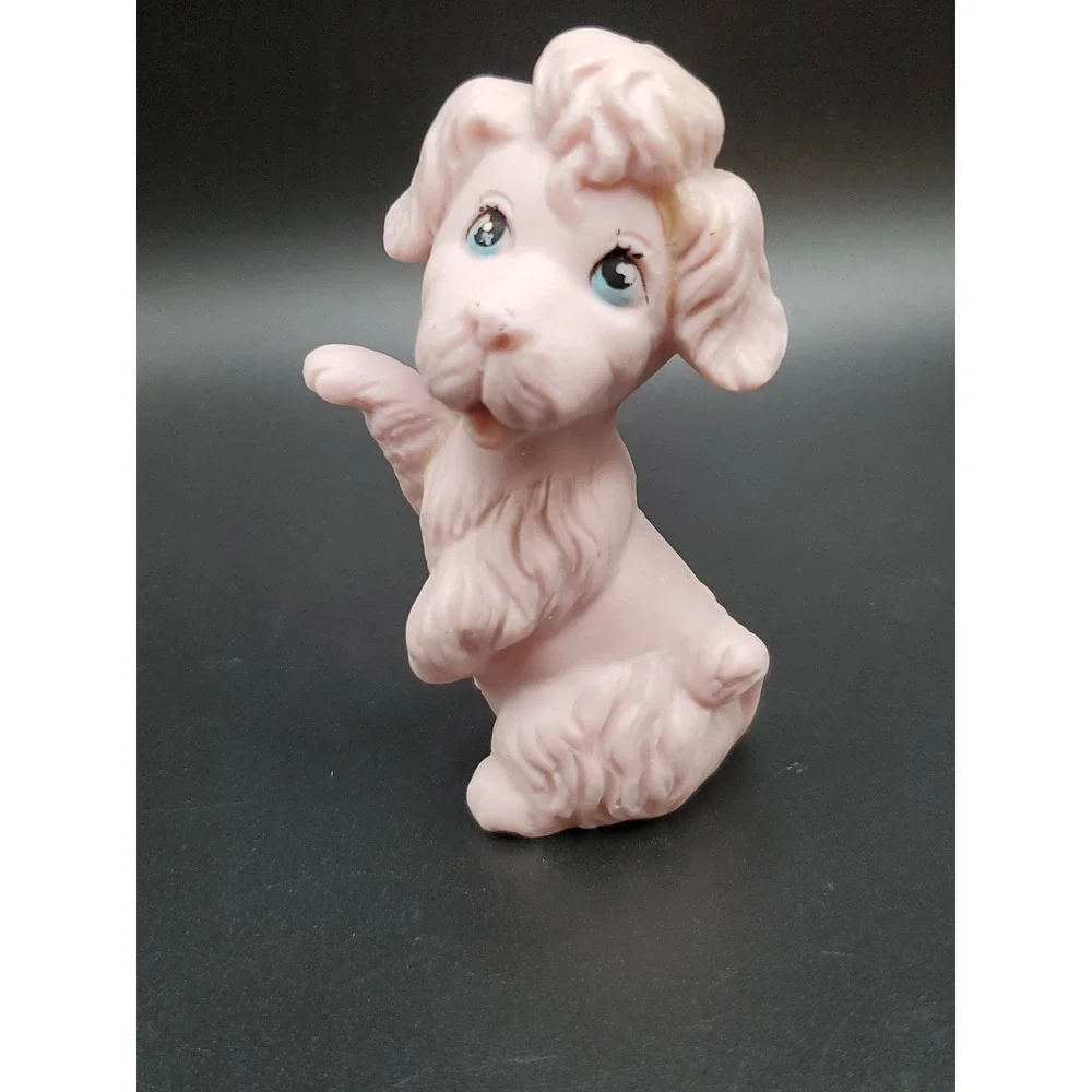1960s Vintage Kelvin Ceramic Poodle Figurine with Blue Eyes